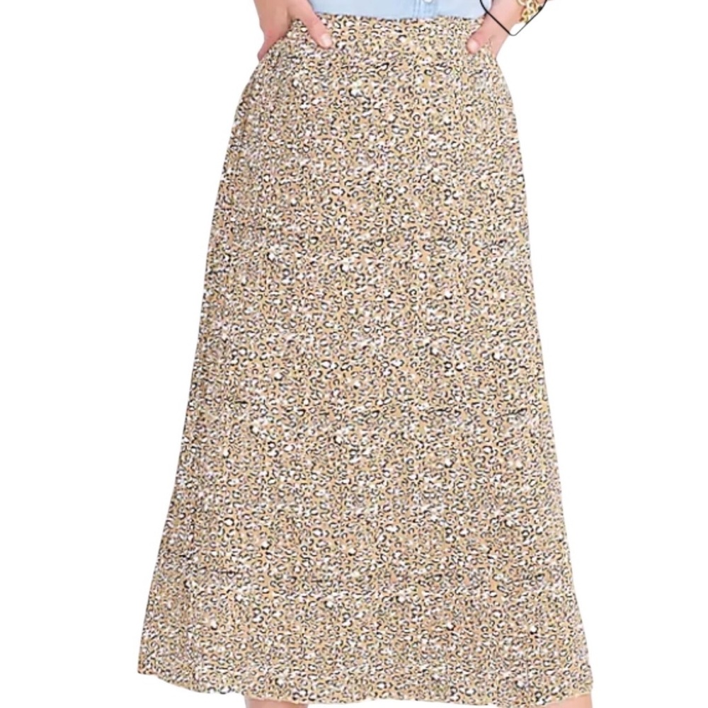 Size 18 EUC J. Crew Factory Leopard Print Pleated Lined Midi Skirt - Picture 15 of 15